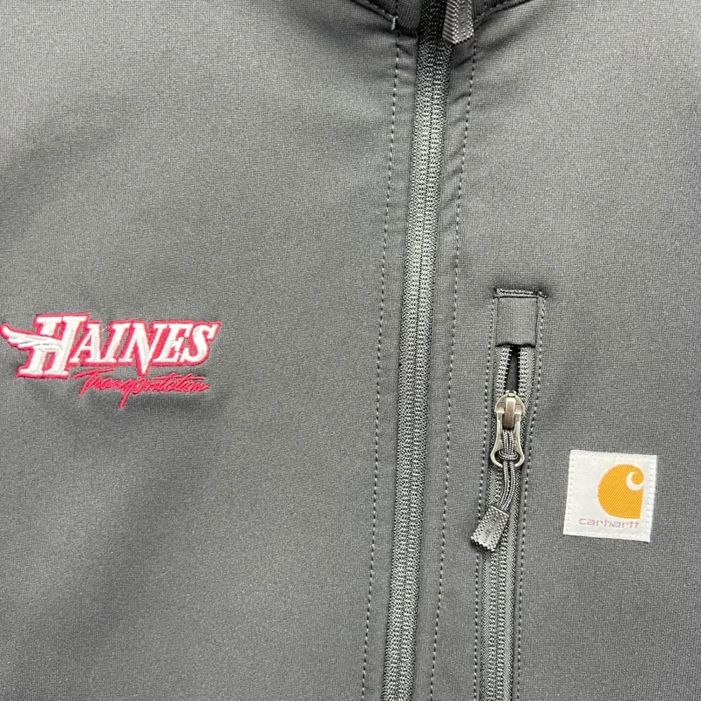 Carhartt Jacket Mens 2XL Black Crowley Soft-shell Fleece Lined Work Company Logo
